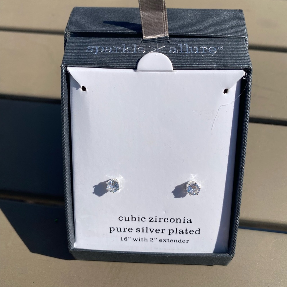 CZ Pure Silver Plated Stud Earrings